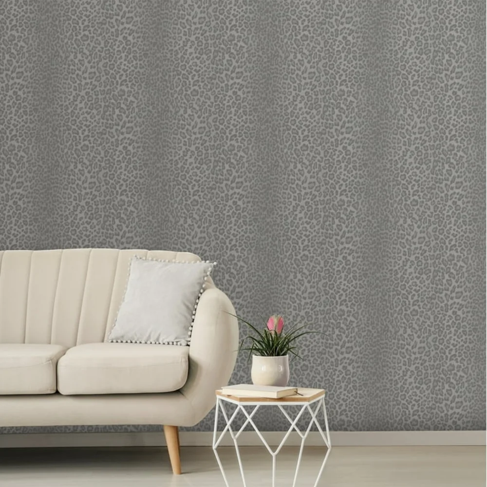 Wallpaper Glamorous Glitter Fur in Charcoal